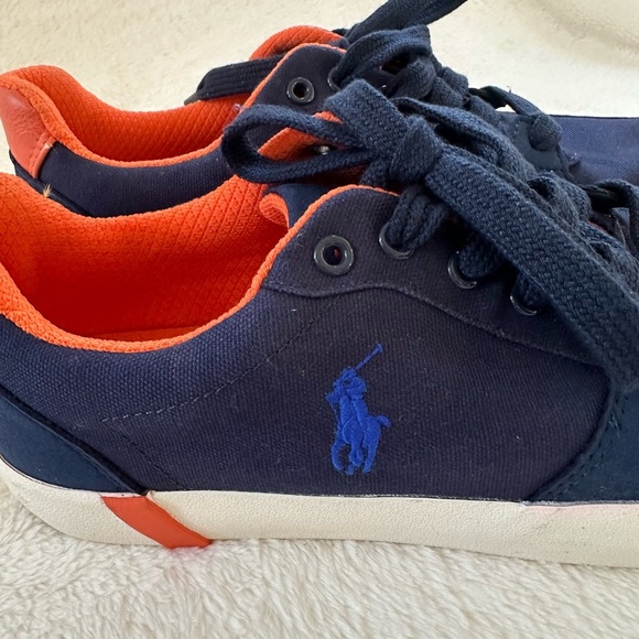 Ralph Lauren Polo Men’s Sneakers in Navy and Orange - Picture 2 of 8